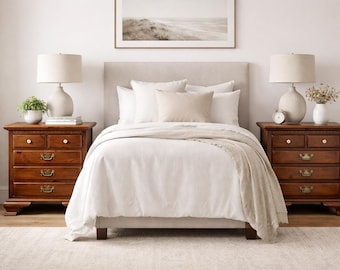 Pair Vintage Ethan Allen Nightstands: Chippendale Style Bedside Tables CUSTOM PAINT / REFINISHING Available