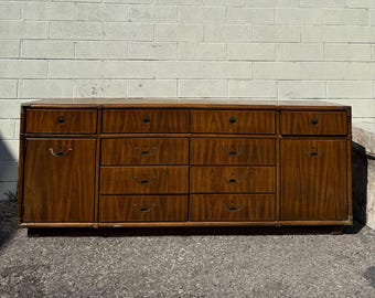 Customizable Vintage Drexel Accolade Cabinet Campaign Sideboard Buffet Dresser Chest Drawers Console Brass Storage CUSTOM PAINT AVAIL