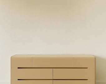 Post Modern Lane Furniture Seven Drawer Brass Plinth Dresser Gold 1980 Chest of Drawers Minimalist Media Console Bedroom CUSTOM PAINT AVAIL