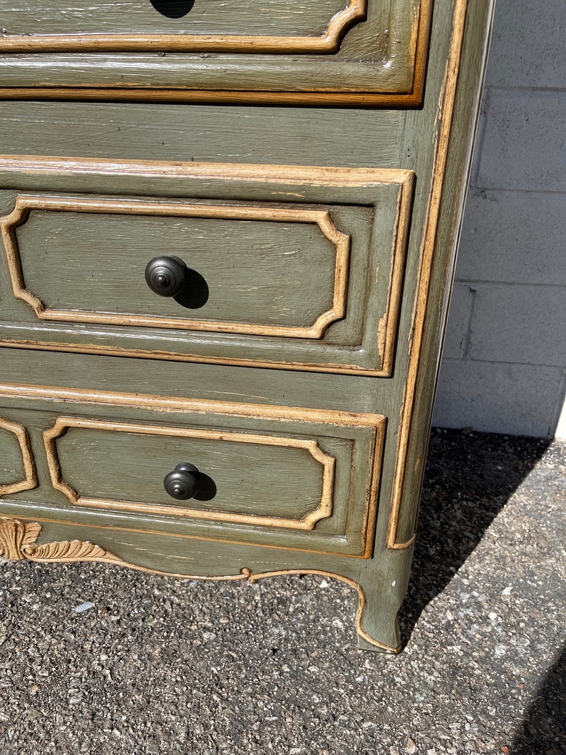 Vintage Wood Dresser Tall Chest of Drawers Bedroom Storage Country French Shabby Chic Antique Painted Dresser CUSTOM PAINT AVAIL image 10