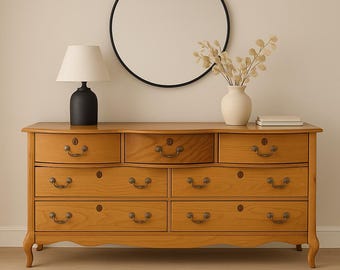 Traditional Vintage Oak Wood Dresser | Chest of Drawers CUSTOM PAINT AVAILABLE