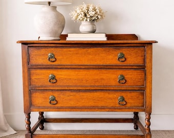 Antique Oak Wood Cabinet Traditional Buffet Console Sideboard Tv Stand Server Storage Vintage Entry Table Casters  CUSTOM PAINT AVAIL