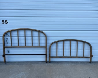 Antique Metal Full Headboard Footboard Double Bed Rustic Shabby Chic Primitive Frame Vintage Bedroom Furniture Farm Country Cottage