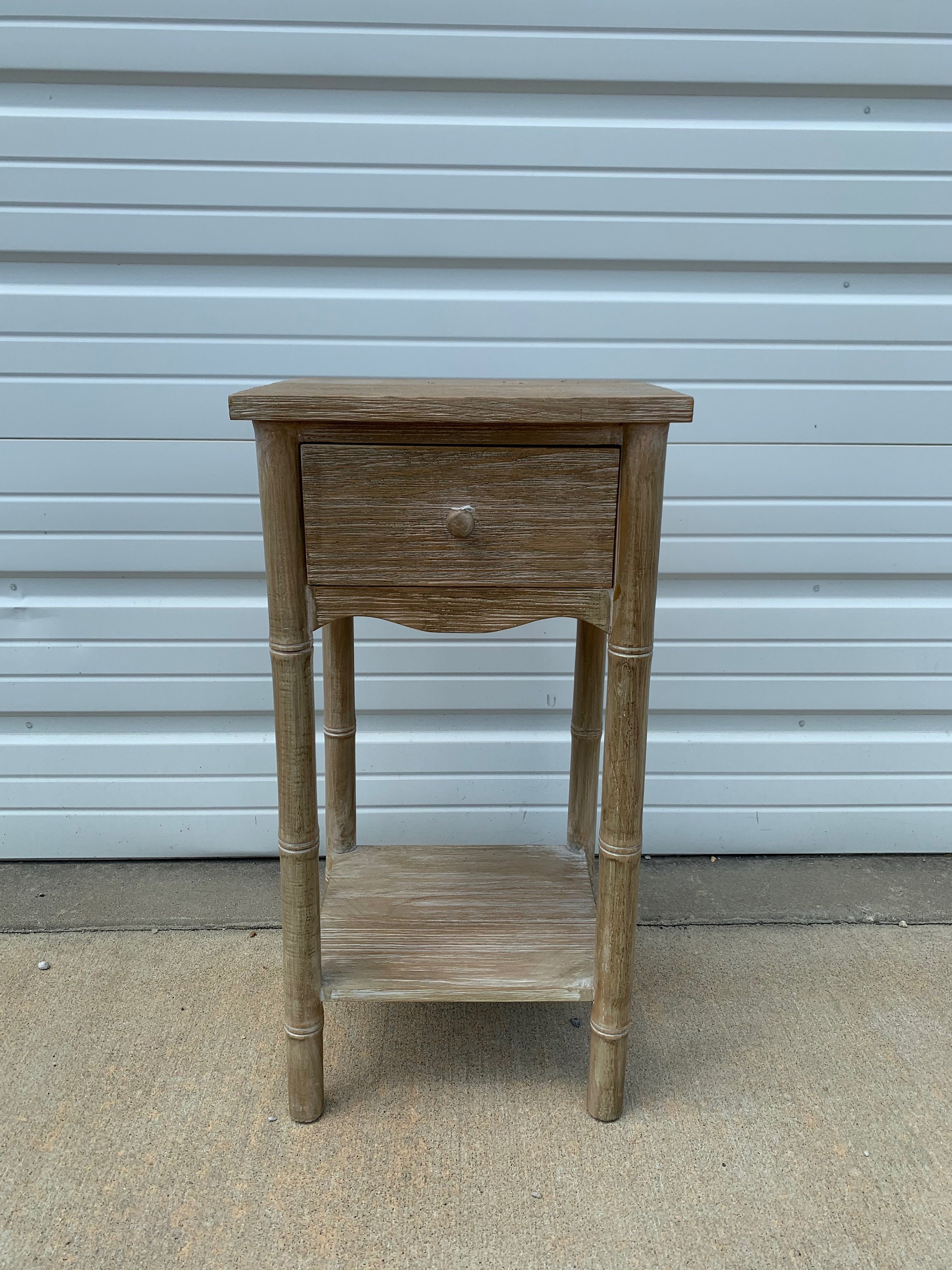 Faux Bamboo Nightstand Vintage Thomasville Allegro Bedside Table Accent End Side Chippendale