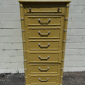 Vintage Thomasville Allegro Lingerie Chest Tall Dresser Faux Bamboo Bedroom Chest Drawers Chinoiserie Boho Chic Campaign CUSTOM PAINT Avail