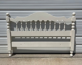 Vintage Wood Headboard French Country Full Size Bedroom Furniture Wood Neoclassical Shabby Chic White Hollywood Regency Glam Bohemian