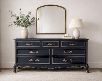 Refinished to Order French Provincial Dresser | Vintage Serpentine Chest of Drawers