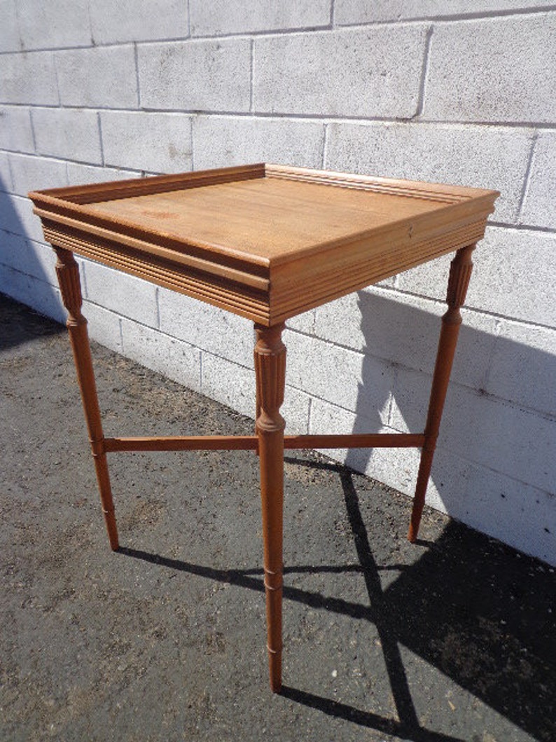 Antique Wood Table Traditional Fluted Nightstand Accent Side Etsy