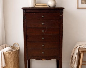 Antique Tall Slendor Chest of Drawers | File Music Sheet Cabinet