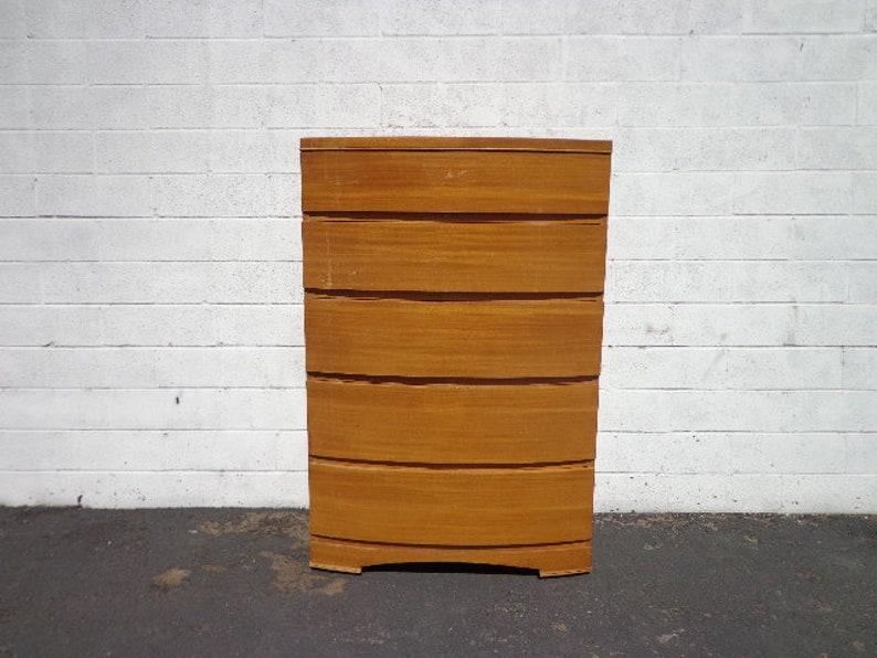 Mid Century Dresser Chest Of Drawers Tallboy Art Deco Modern Mcm Heywood Wakefield Storage Wood Finish Bedroom Furniture Custom Paint Avail