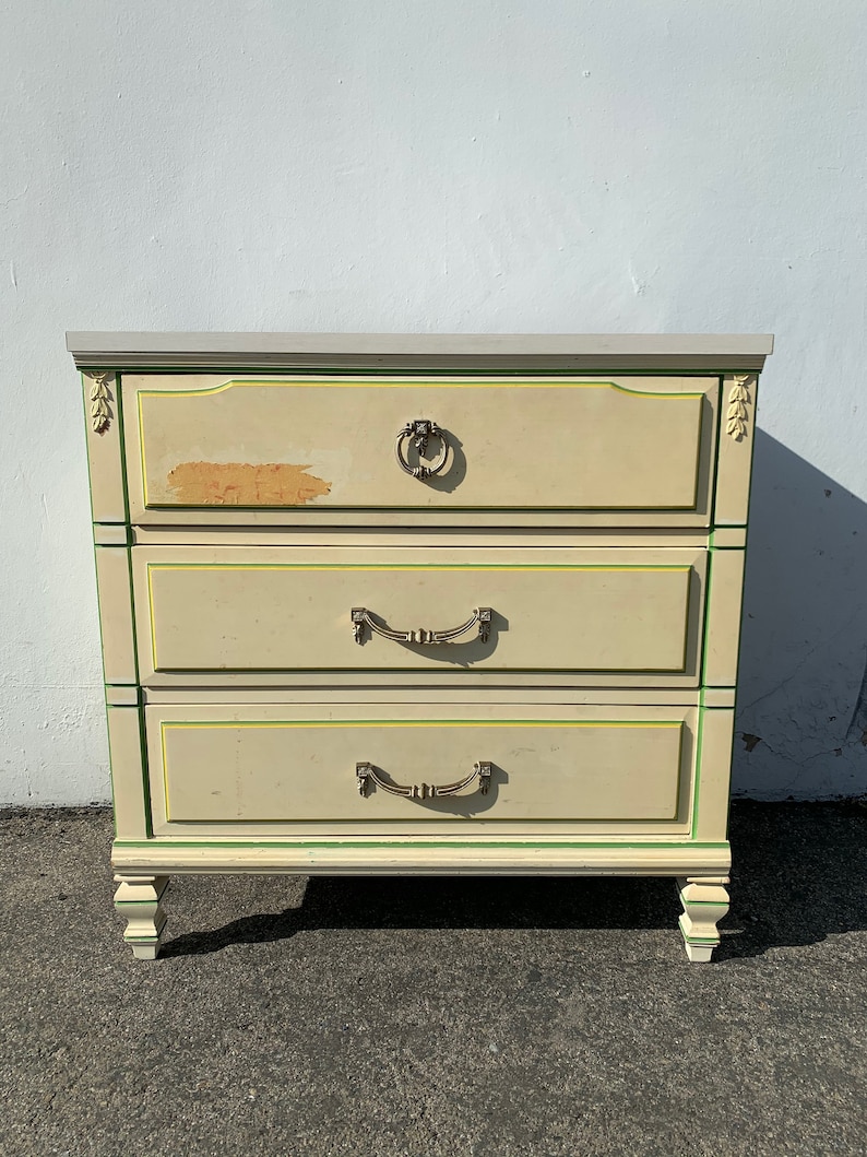 Vintage Nightstand Bachelor Chest French Provincial Dresser Bedside Table Oversized Furniture Bedroom Chest Storage Wood CUSTOM PAINT AVAIL image 1