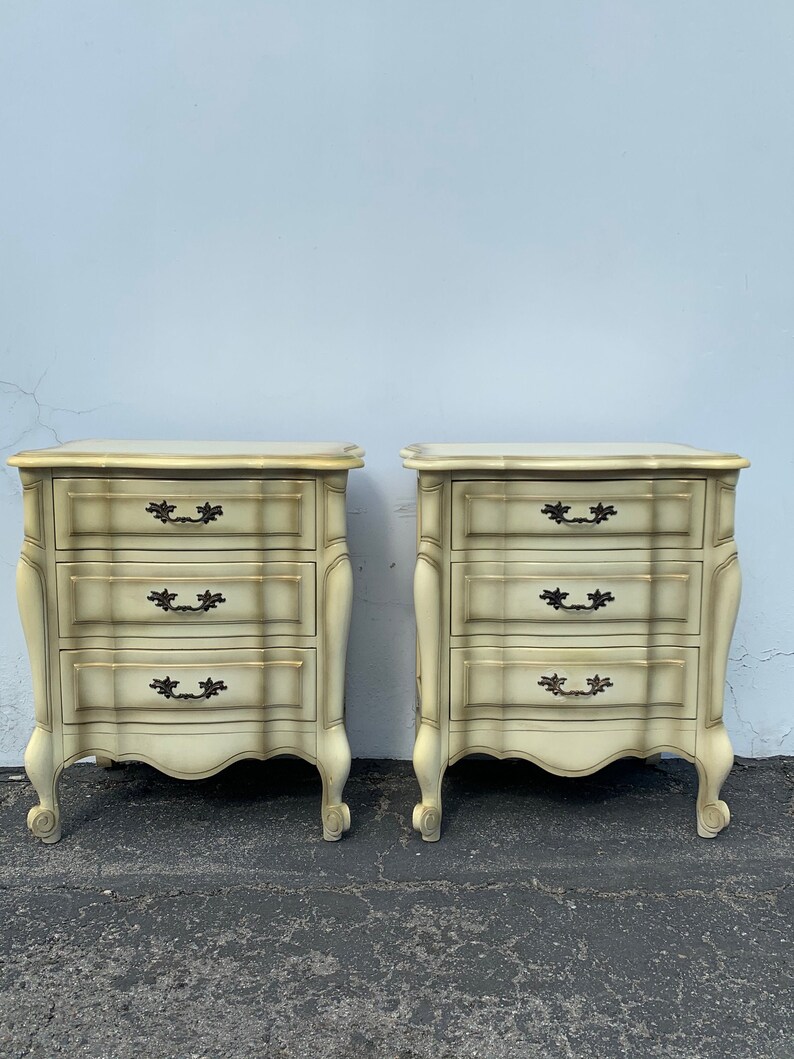 2 French Provincial Nightstands Set Bedroom Storage Vintage Etsy