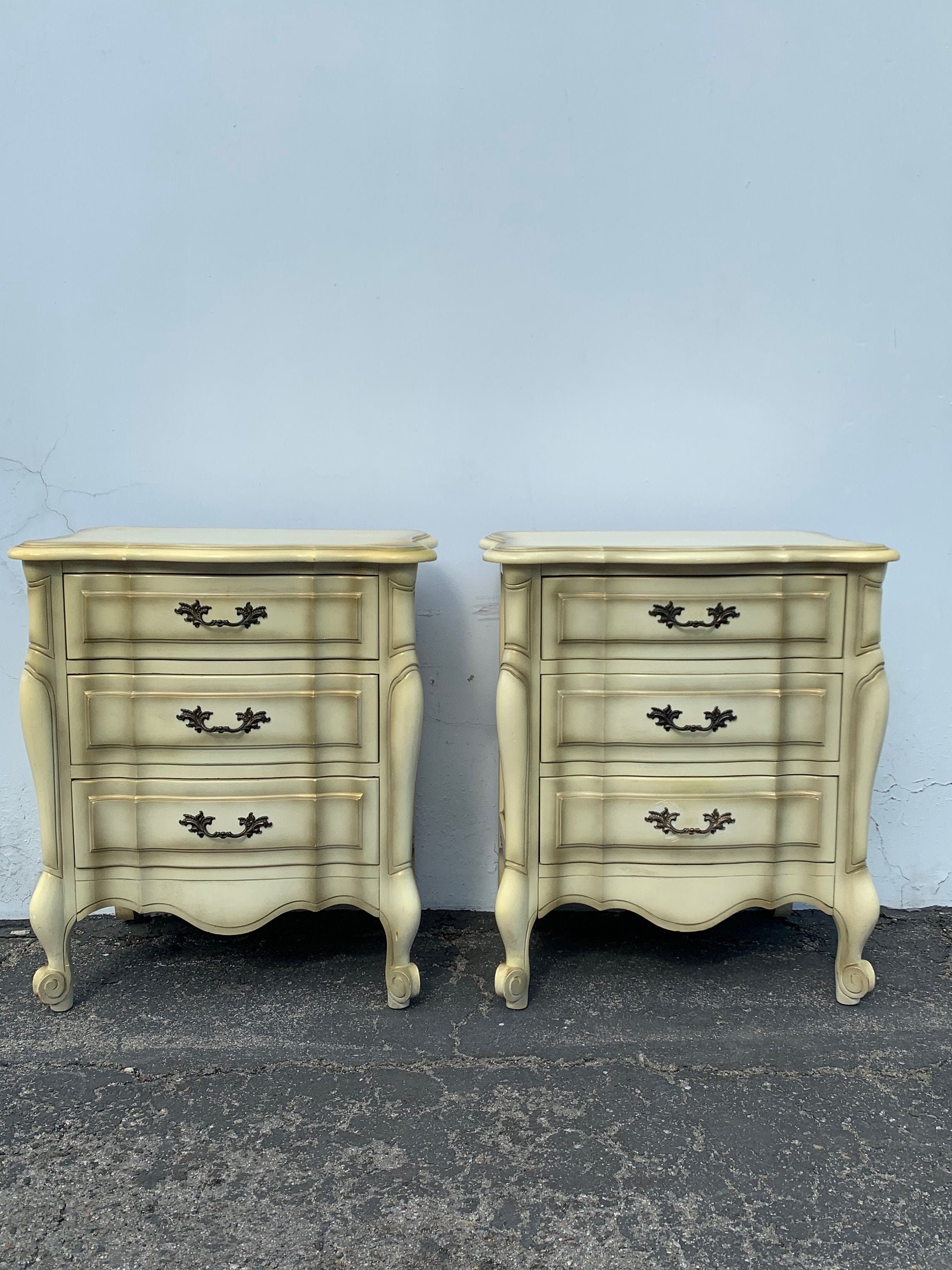 2 French Provincial Nightstands Set Bedroom Storage Vintage Shabby Chic