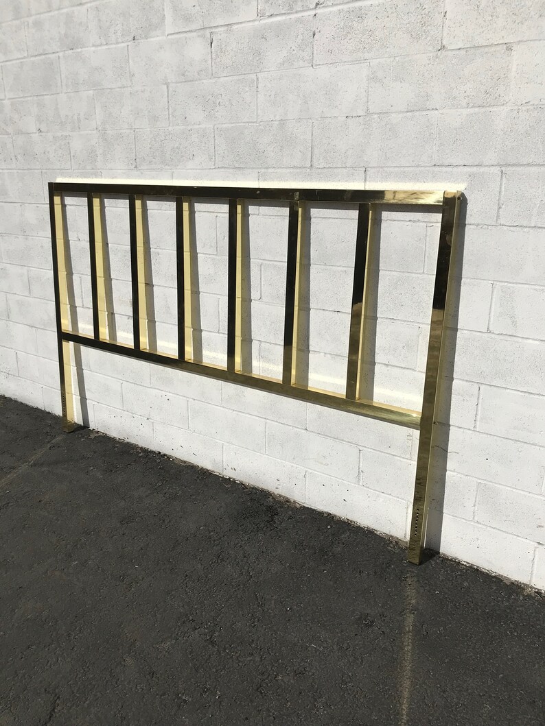 Vintage Polished Brass King Headboard | Hollywood Regency bild 9