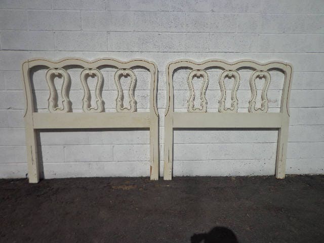 2 Headboards Pair Vintage French Provincial Twin Bedroom Set Single 2 Headboards Pair Vintage French Provincial Twin Bedroom Set Single Bed Shabby Chic Country Cottage Coastal Regency Custom Paint Avail
