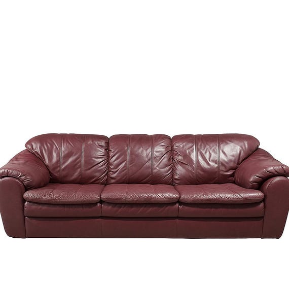 Post Modern Leather Sofa Couch Loveseat Vintage Palliser Oxblood Lounge Seating Living Room Furniture