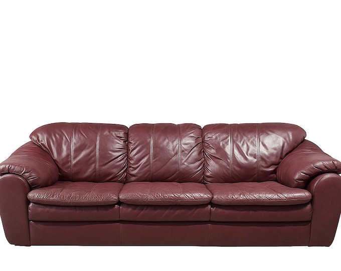 Featured listing image: Post Modern Leather Sofa Couch Loveseat Vintage Palliser Oxblood Lounge Seating Living Room Furniture