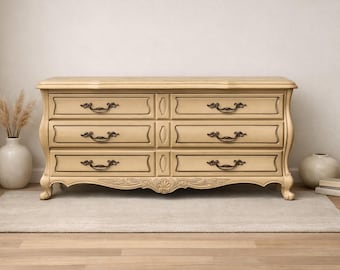 French Provincial Dresser by Hickory | Vintage 6-Drawer Bombe Chest CUSTOM PAINT Available