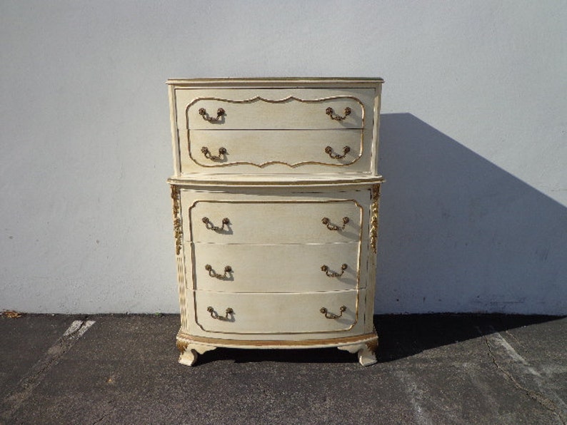 Dresser Antique Shabby Chic Finish Storage Chest Drawers Etsy