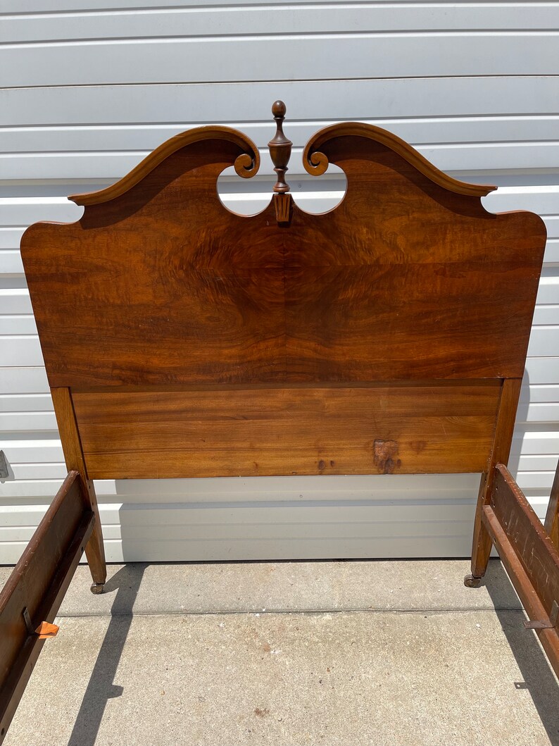 2 Antique Twin Beds Vintage Country French Wood Single Bedroom Etsy