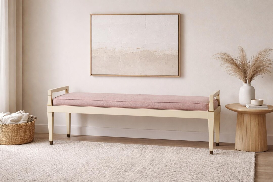 Transitional Bench Vintage Upholstered Bench | Transitional Bench Seating - Etsy