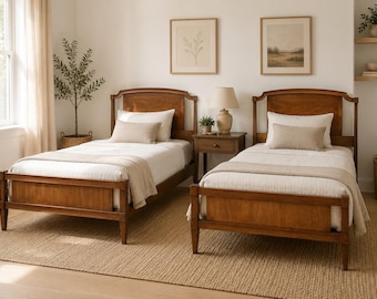 Pair Mid Century Twin Bed Frames - CUSTOM PAINT AVAILABLE
