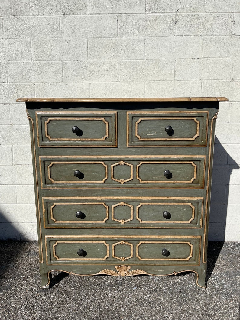 Vintage Wood Dresser Tall Chest of Drawers Bedroom Storage Country French Shabby Chic Antique Painted Dresser CUSTOM PAINT AVAIL image 1