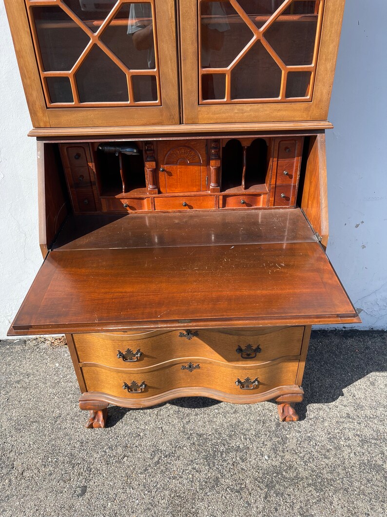 Antique Secretary Desk Hutch Bookcase Governor Winthrop Etsy