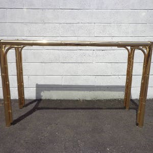 Faux Bamboo Console Table Brass Gold Bohemian Boho Chic Sofa Accent Stand Chippendale Chinese Palm Beach Chinoiserie Hollywood Regency Beach