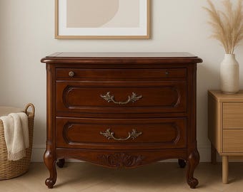 Century Furniture French Provincial Cherry Nightstand —Two Drawer End Table —CUSTOM PAINT AVAILABLE