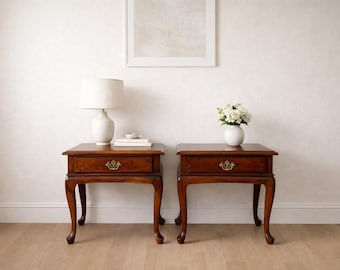 Pair of  Vintage Queen Anne Style End Tables CUSTOM PAINT Available