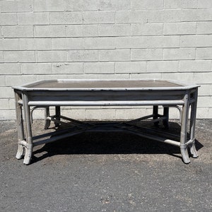 Vintage Rattan Coffee Table Cocktail Bohemian Boho Chic Chippendale Chinese Faux Bamboo Palm Beach Chinoiserie Hollywood Regency Beach