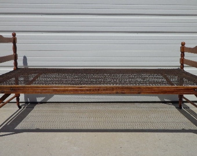 Antique Folding Bed Cot Civil War Era 1890's Daybed Wood Frame