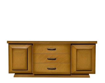 Vintage Mid-Century Modern Oak Credenza - Sculptural Sideboard with Drawers CUSTOM PAINT / REFINISHING Available