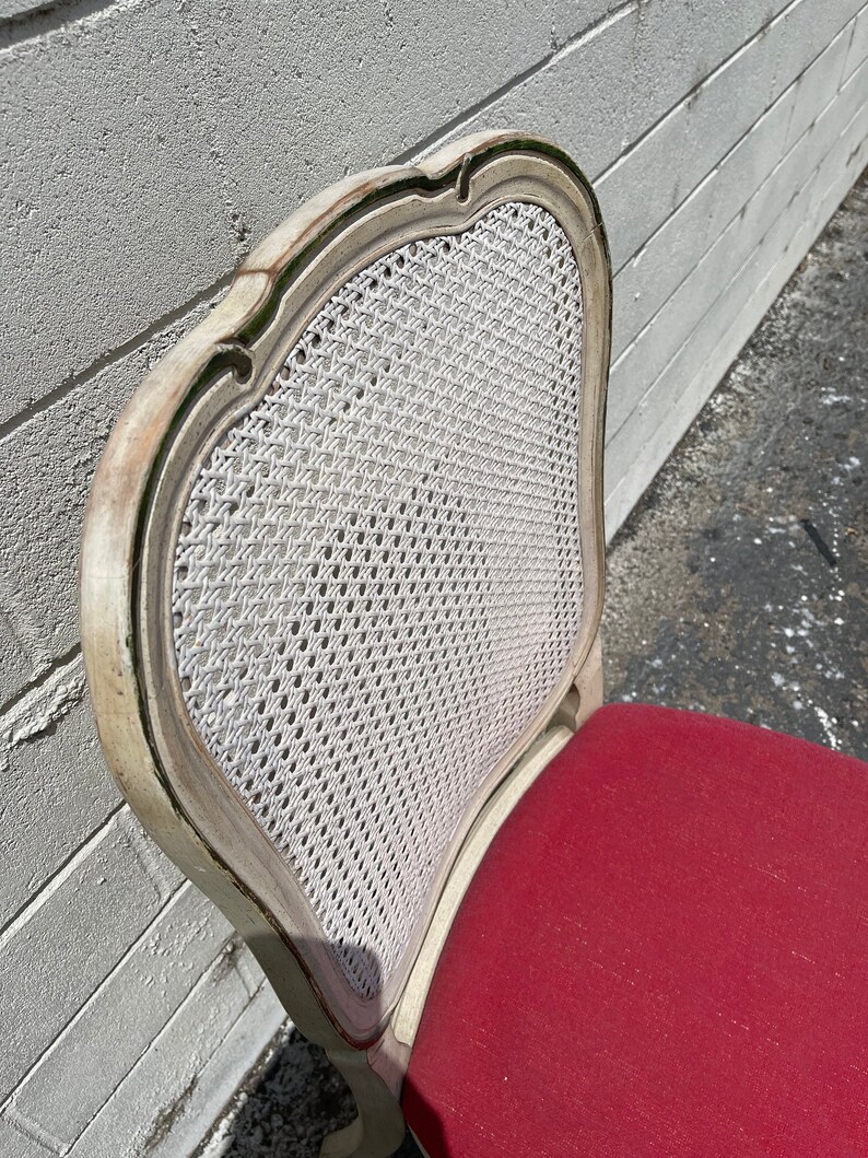 Antique Vanity Chair French Provincial Boudoir Seating Bedroom Pink Glam Shabby Chic Victorian