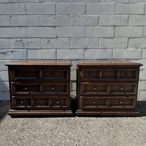 Pair of Vintage Nightstands Heritage Furniture Wood Bedside Tables Bedroom Storage Traditional End Table Set Traditional CUSTOM PAINT AVAIL