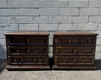Pair of Vintage Nightstands Heritage Furniture Wood Bedside Tables Bedroom Storage Traditional End Table Set Traditional CUSTOM PAINT AVAIL