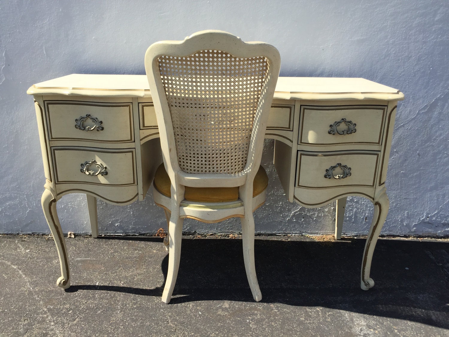 Desk French Provincial Writing Chair Hollywood Regency Boudoir Set