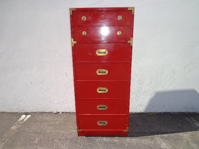 red campaign dresser How To Style A Red Lacquer Campaign Dresser