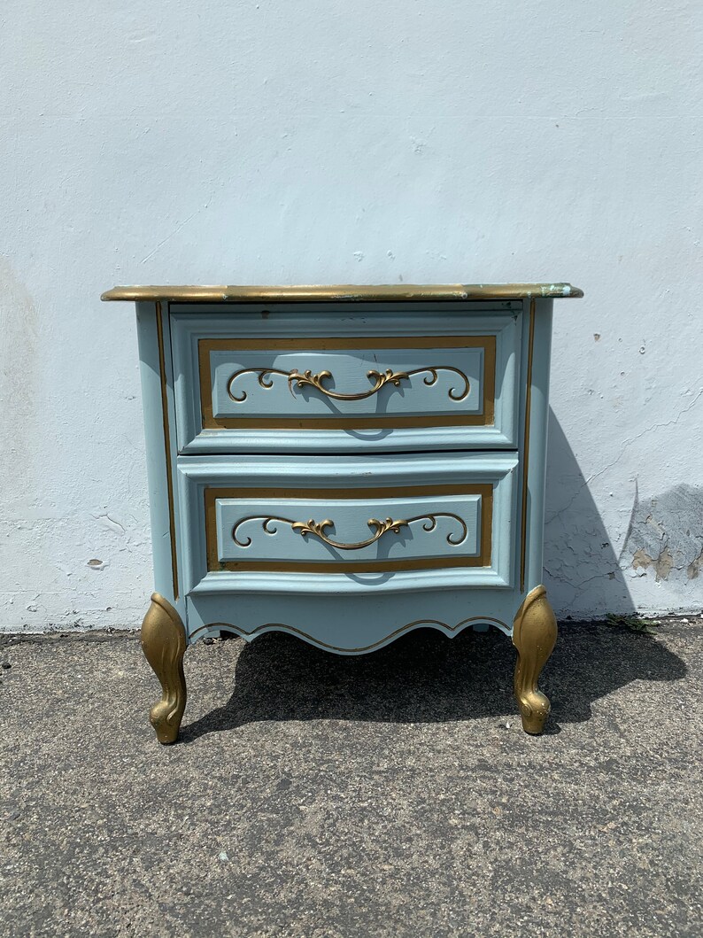 Antique Nightstand French Provincial 2 Drawer Wood Bedside Etsy