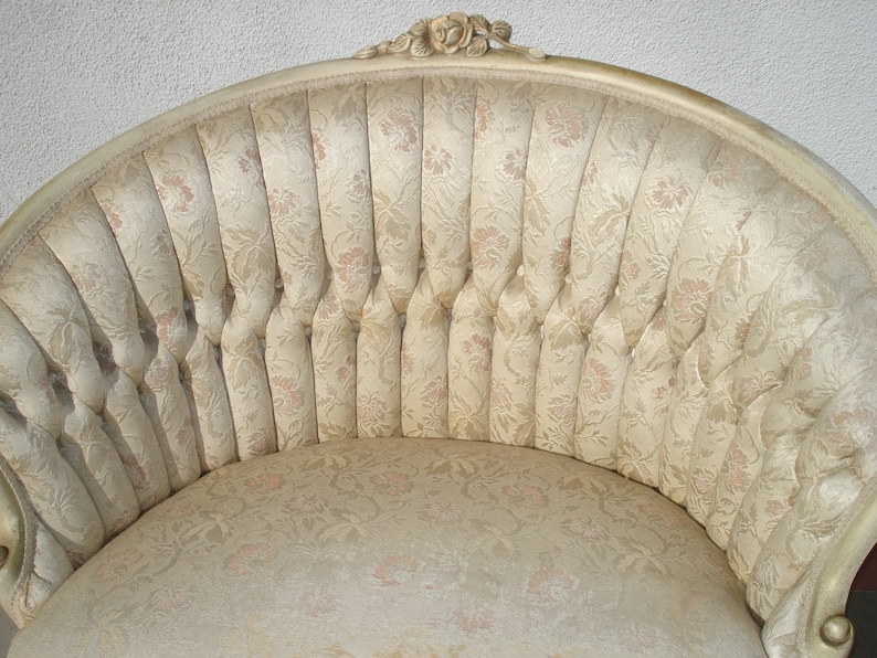 Antique Loveseat French Provincial Sette Sofa Couch Bench Boudoir Vintage Regency Entry Way Chippendale Sofa Shabby Chic Victorian Seating image 5