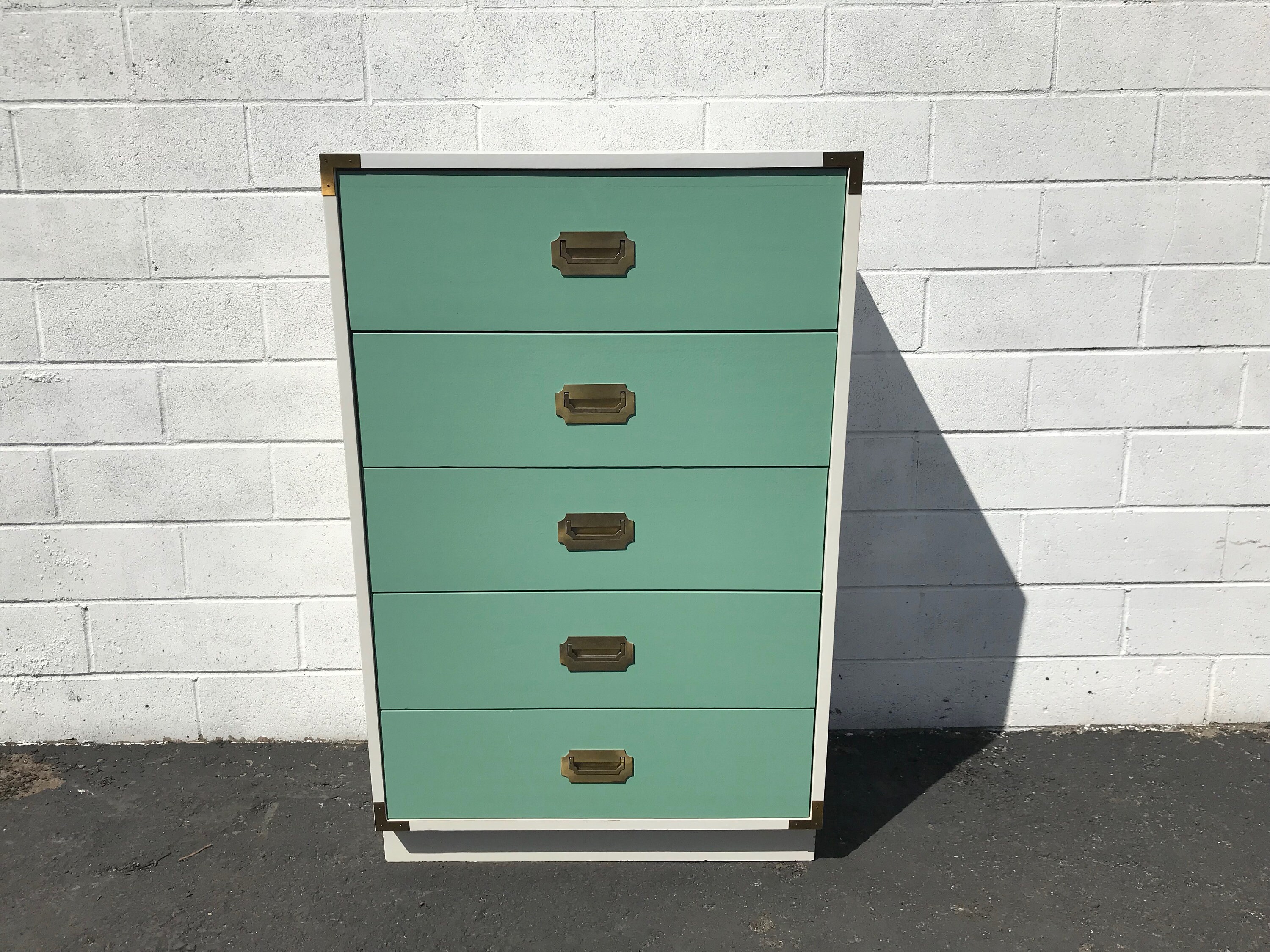 Campaign Chest of Drawers Dresser Tallboy Highboy Vintage Mid Century MCM  Bureau Media Console Chinoiserie Asian Chinese CUSTOM PAINT Avail