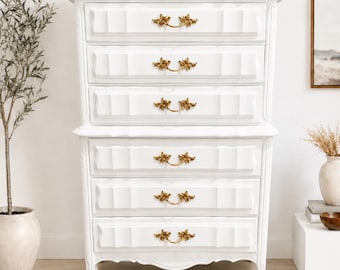 Vintage French Provincial Highboy Dresser – 6 Drawer Chest REFINISHED TO ORDER