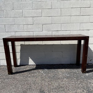 Vintage Wood Sofa Table Console Tv Stand Asian Brass accents Campaign Sideboard Chinoiserie Storage Bohemian Chic CUSTOM PAINT AVAIL