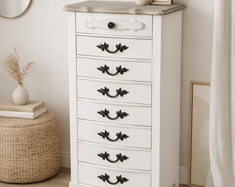 French Provincial Lingerie Chest | Vintage Tall Dresser - CUSTOM PAINT AVAILABLE