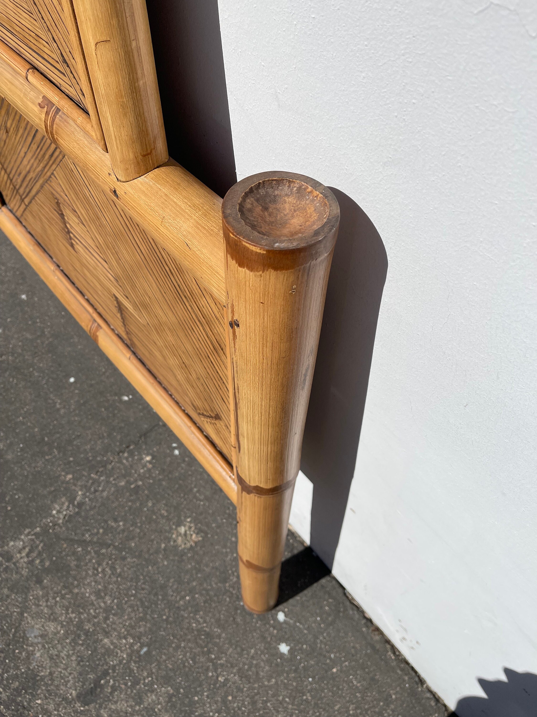 Headboard Queen Vintage Bamboo Bedroom Tropical Beachy Woven Etsy