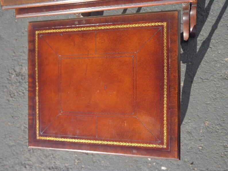 Nesting Tables Wood Traditional Henredon Tooled Leather Top Etsy