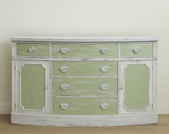 Vintage French Provincial Bow-Front Sideboard Buffet — Cottage Farmhouse Shabby Chic Credenza CUSTOM PAINT Available