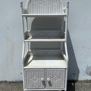 Wicker Shelving Cabinet Storage Woven Etagere Shelves Book Case Display Shelf Shelves Storage Regency Miami Tropical Beach Rattan Bamboo