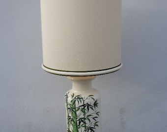 Bamboo Lamp Table Light Vintage Asian Chinoiserie Decor Vintage Mid Century Hollywood Regency Green White Palm Coastal Korean Japanese Shade